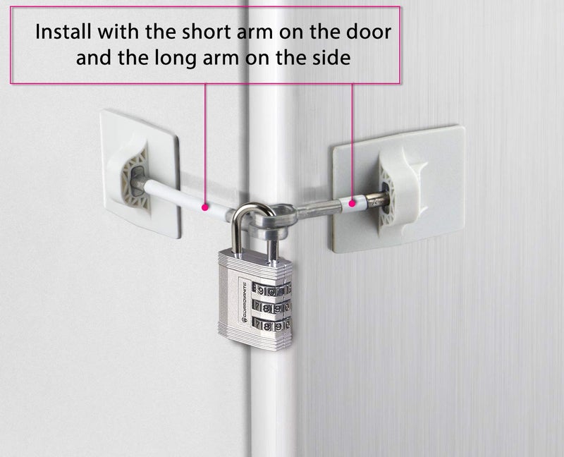 Guardianite Refrigerator Lock (White with Silver Combination Padlock) - Image 5